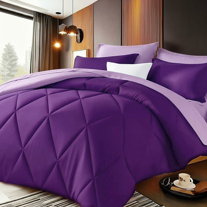 Quilted Comforter Set Twin Queen King Size – Soft Diamond Pattern Quilt with Pillowcases Ultra-Fine Fiber Fill Lightweight Breathable All-Season Bedding 2/3 Piece Multiple Colors