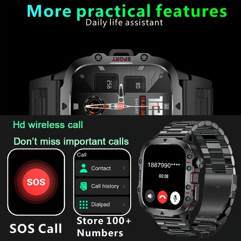 Smartwatch for Men & Women – Full Touch Fitness Tracker, Wireless Calling, 100+ Sports Modes, Watch Faces, App Connectivity, Remote Camera, Music Playback, Weather Forecast, Alarm Clock, LED Light