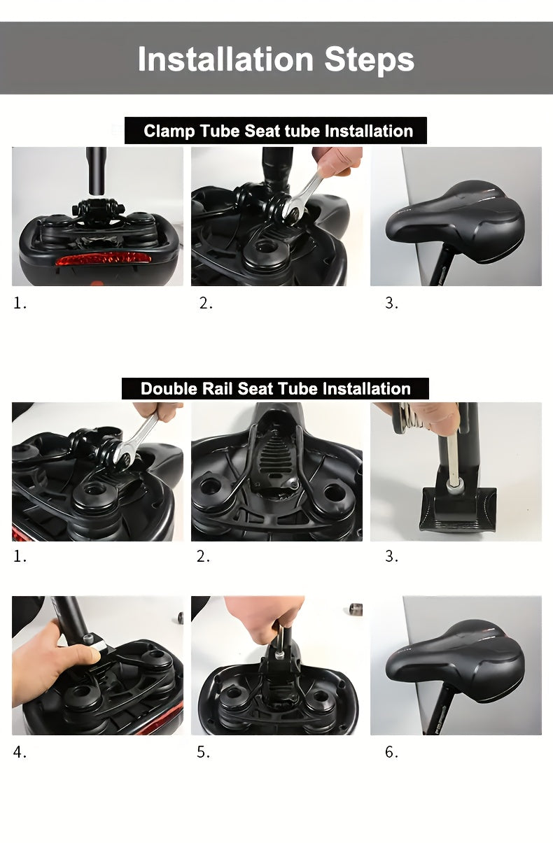 Gel Padded Bike Seat Waterproof Shock-Absorbing Bicycle Saddle – Soft Foam Leather Wide Cushion with Reflective Strip for City, Mountain, Road & Sport Bikes, Universal Fit for Men & Women