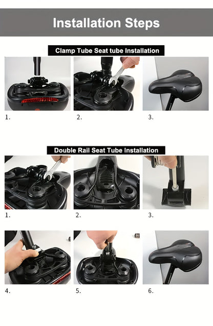 Gel Padded Bike Seat Waterproof Shock-Absorbing Bicycle Saddle – Soft Foam Leather Wide Cushion with Reflective Strip for City, Mountain, Road & Sport Bikes, Universal Fit for Men & Women