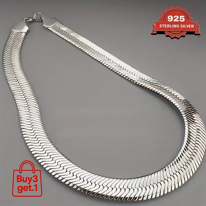 925 Sterling Silver Flat Snake Chain Necklace & Bracelet – 2D Sleek Stackable Design, Multiple Lengths, Gift Box Included, Perfect for Valentine's Day, Holidays & Everyday Layering