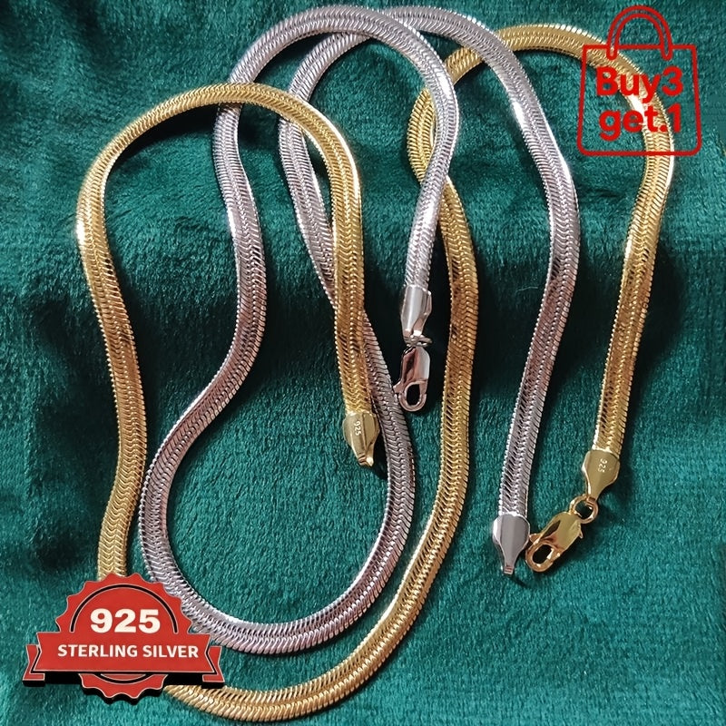 925 Sterling Silver Flat Snake Chain Necklace & Bracelet – 2D Sleek Stackable Design, Multiple Lengths, Gift Box Included, Perfect for Valentine's Day, Holidays & Everyday Layering