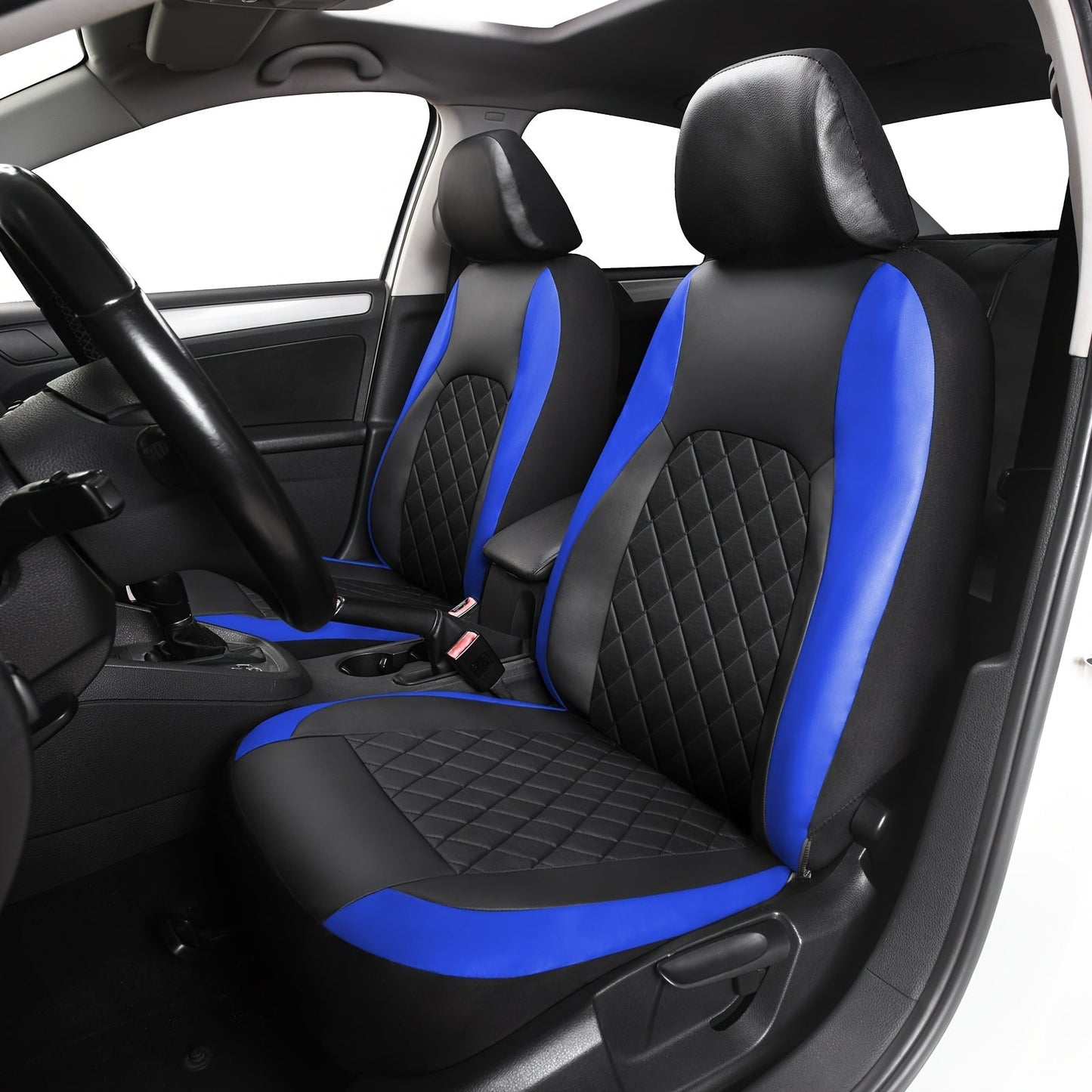 Universal Car Seat Covers Full Set Faux Leather – 5-Seat Front & Rear Bench for SUV, Truck, Jeep & BMW, Fits 40/60 & 50/50 Split, Headrest & Seatbelt Compatible, Scratch-Proof