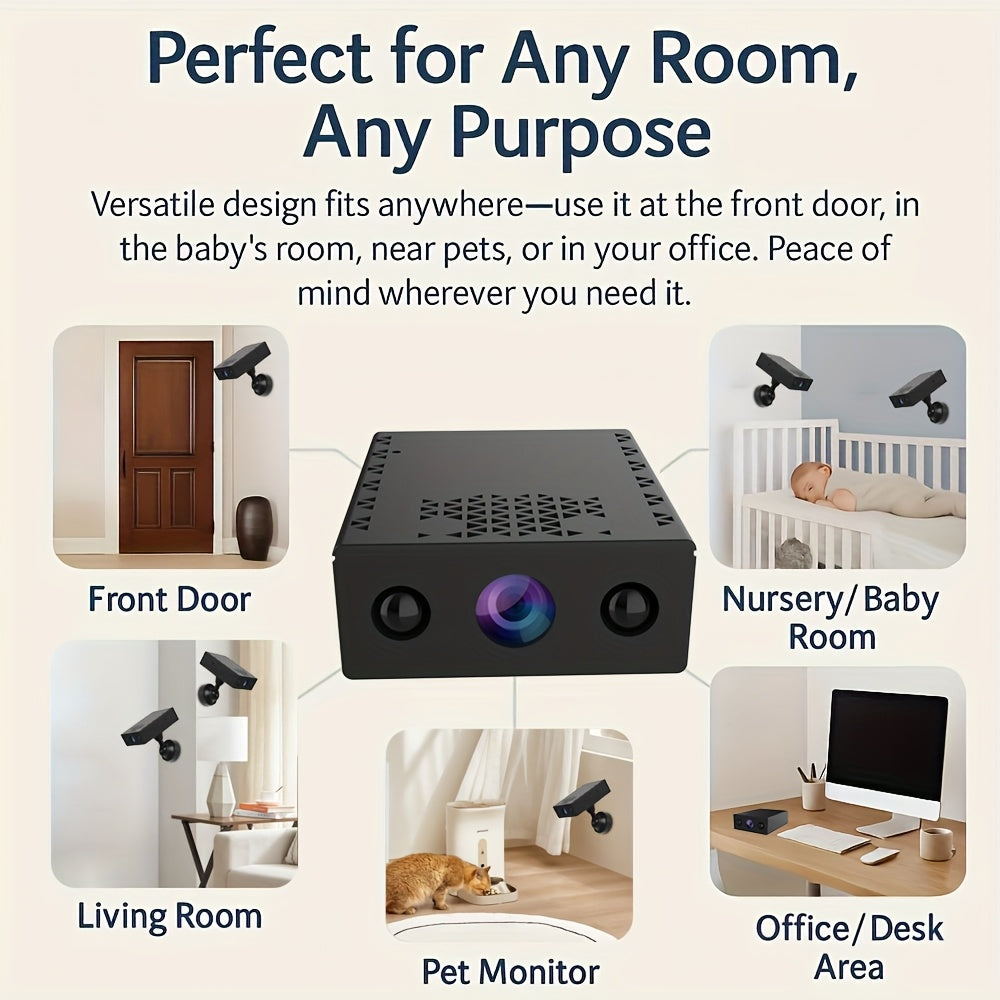 1080P Mini Wireless Security Camera – Night Vision, Motion Detection, Built-In AP Hotspot, No Internet Needed, Voice Recording, Cloud Storage, Easy Install for Home, Garage, Baby & Pet Monitoring