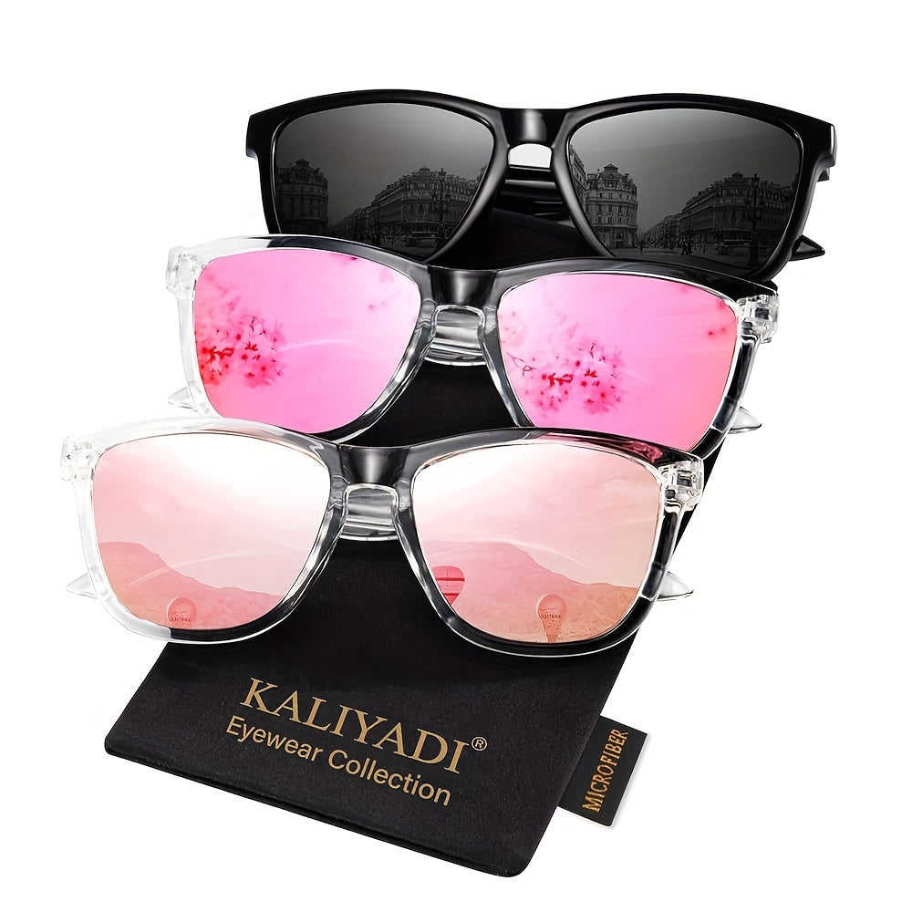 KALIYADI Women's Polarized Sunglasses 3-Pack – Trendy Fashion Shades for Shopping Street Photography Decoration, UV Protection Stylish Eyewear Gift Set in Multiple Color Combinations