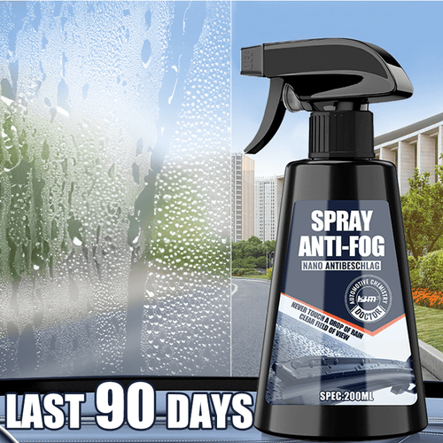 Long-Lasting Anti-Fog Spray with Towel – Car Windshield & Window Defogging Agent, Improves Clarity of Glass, Mirrors & Helmets, 6.76oz
