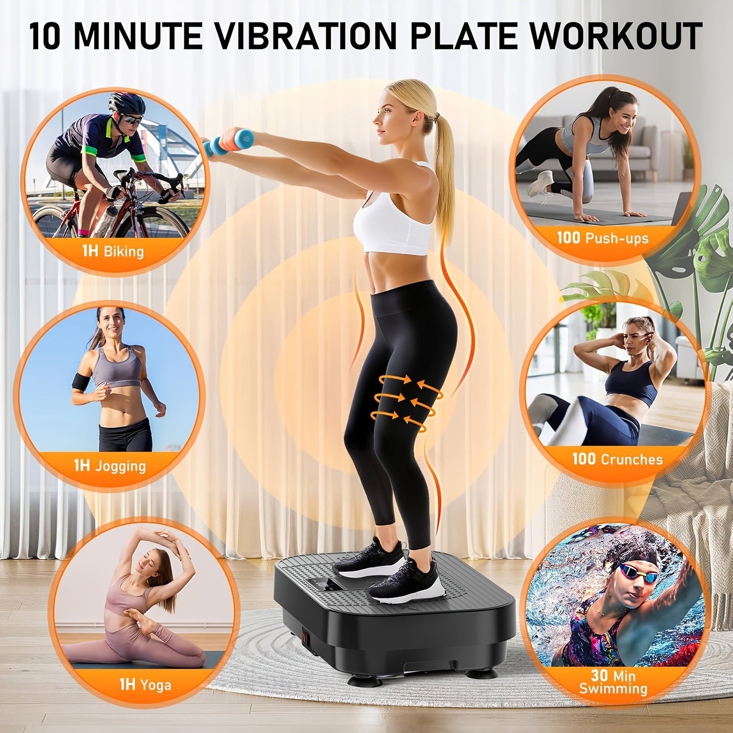 Vibration Plate Exercise Machine for Weight Loss & Lymphatic Drainage – Full Body Workout Platform with 99-200 Speed Levels, Quiet Motor, Portable Home Gym, Muscle Toning, 330 lbs Capacity