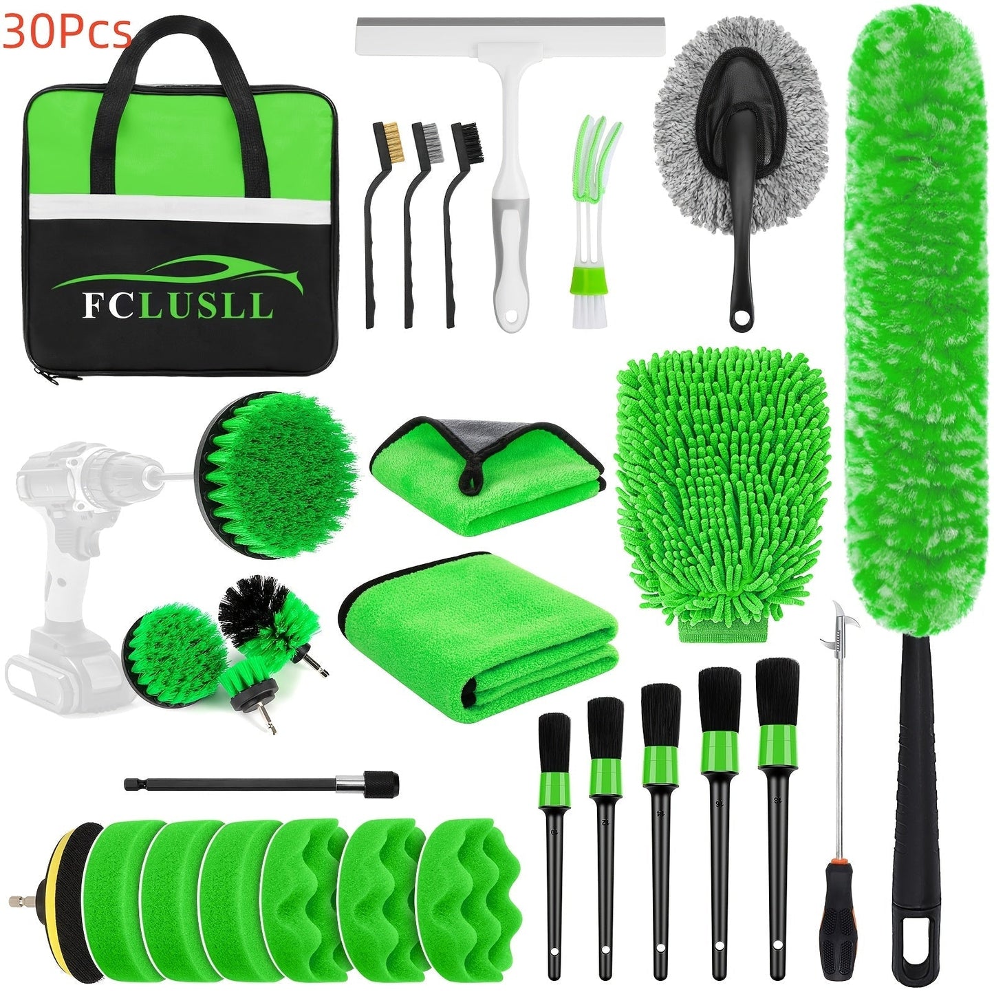 Car Cleaning Kit 17-35 Piece – Portable Vacuum Cleaner, Windshield Cleaning Tool, Drill Brush Set & Interior Brush Set for Full Car Detailing, Holiday Gift for Family & Friends