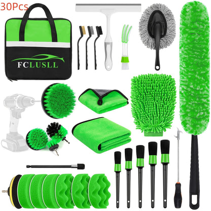 Car Cleaning Kit 17-35 Piece – Portable Vacuum Cleaner, Windshield Cleaning Tool, Drill Brush Set & Interior Brush Set for Full Car Detailing, Holiday Gift for Family & Friends