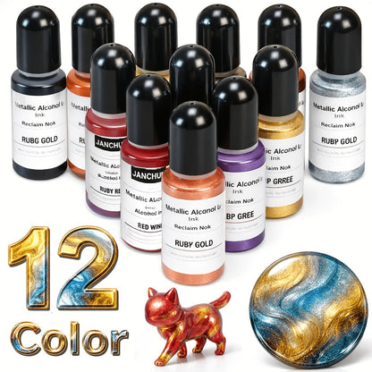 Alcohol Ink Set 24 Colors 10ml – High-Concentration Resin Dye for Epoxy Resin Art, Tumblers, Coasters, Fluid Painting & Crafts, Fast-Drying Acid-Free Pigment