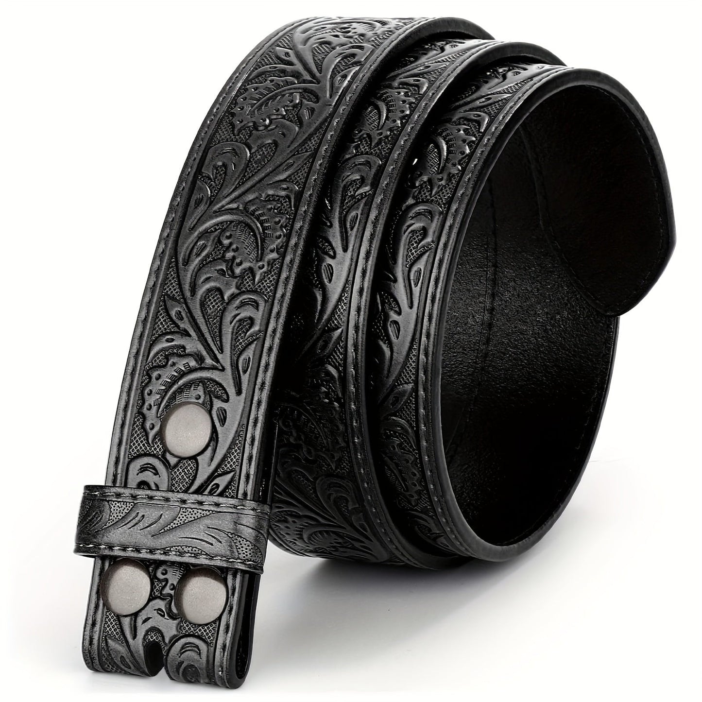 Vintage Engraved Western Belt with Bullhead Buckle - Adjustable Distressed Leather Cowboy Waistband for Men and Women, Country Music Festival Rodeo Accessories, Black Brown Coffee