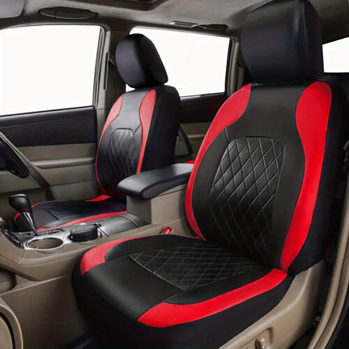 PU Leather Car Seat Covers Universal Fit Waterproof Quilted All-Season with Sponge Padding for Cars SUVs Trucks Gray Black Red Blue Single or 12-Piece Set