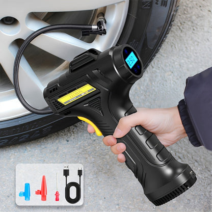 Portable Tire Inflator Air Compressor – 150 PSI Cordless Handheld Air Pump with Auto-Shutoff, Digital Pressure Gauge & LED Light for Cars, Motorcycles, Bikes & Balls, Rechargeable