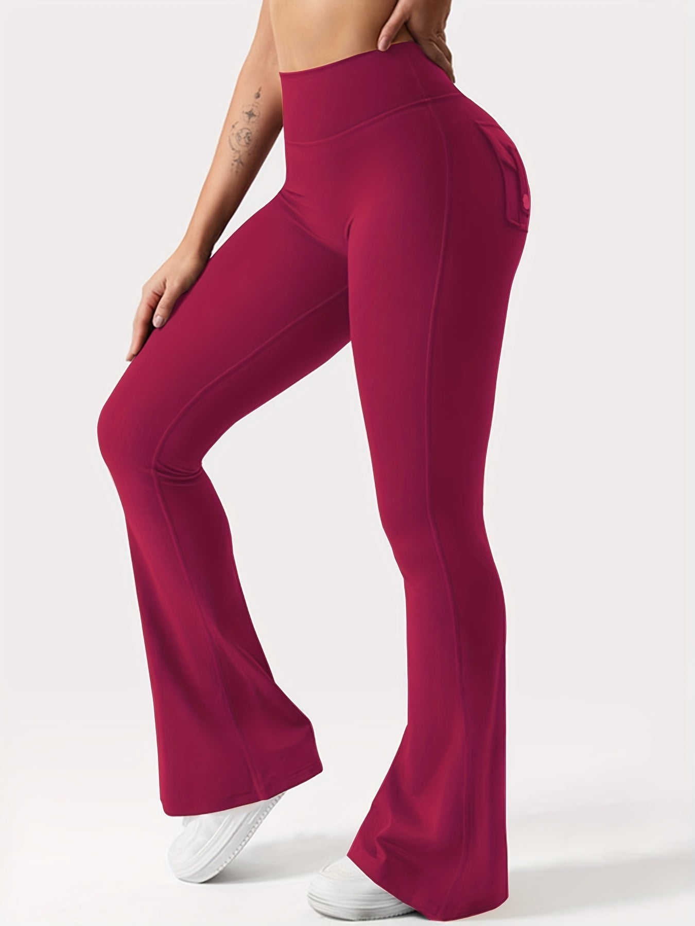 Women's High Waist Flare Yoga Pants Scrunch Butt Lift Leggings with Pocket Squat-Proof 4-Way Stretch Sweat-Wicking Sportswear for Gym Running Workout – 7 Colors S-XL