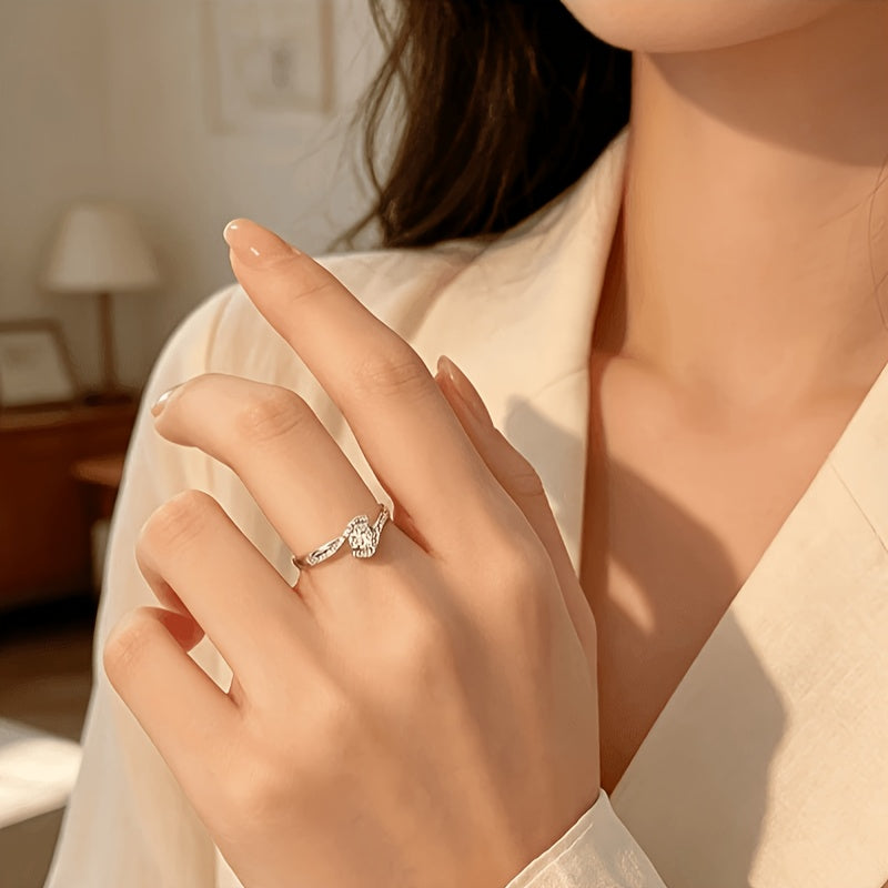 925 Sterling Silver Hollow Celestial Ring for Women – Natural Stone Inlay, Hypoallergenic Vintage Style, Perfect Gift for Valentine's Day, Birthdays & Daily Wear