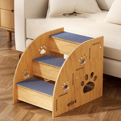 Non-Slip Pet Stairs for Bed and Couch - 3 or 5 Step Dog Steps with Safety Rails and Ramp Design, 15 Inch Height for Small Dogs Cats and Senior Pets, Lightweight Portable Pet Steps