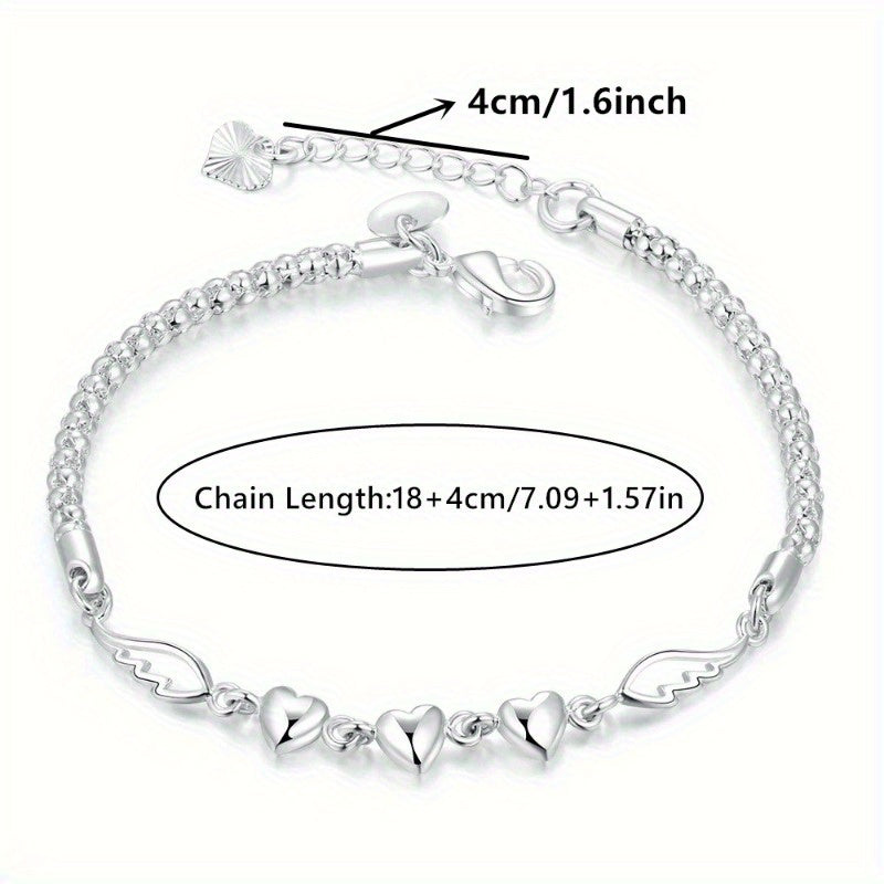 925 Sterling Silver Angel Wings Anklet for Women – Love Heart Charm Chain Anklet, Nickel-Free Beach Jewelry, Perfect Gift for Her, Birthdays & Valentine’s Day