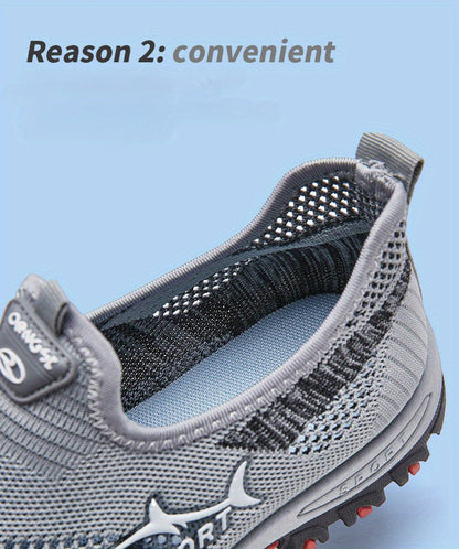 Men's Breathable Mesh Slip-On Sneakers – Lightweight Low-Top Casual Athletic Shoes with Rubber Sole, Round Toe, Monochrome Fabric Upper, Easy Wear Loafer-Style Footwear for Walking, Gym & Everyday Comfort, Spring & Summer