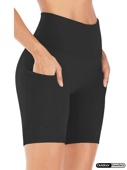 High-Waisted Yoga Shorts for Women, Sweat-Absorbing High-Elasticity Cycling Shorts with Tummy Control, Stretchy Training Running Sports Shorts for Gym Fitness Casual Wear