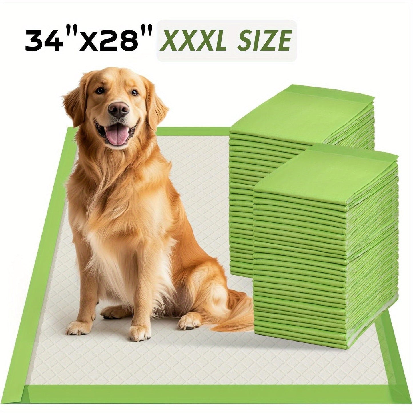 Jumbo Dog Pee Pads for Large Breeds 50 or 100 Pack – 6-Layer Super Absorbent Heavy-Duty Leakproof Puppy Training Pads, Quick-Dry Odor Control, Housebreaking Pads for Senior Dogs & Potty Training