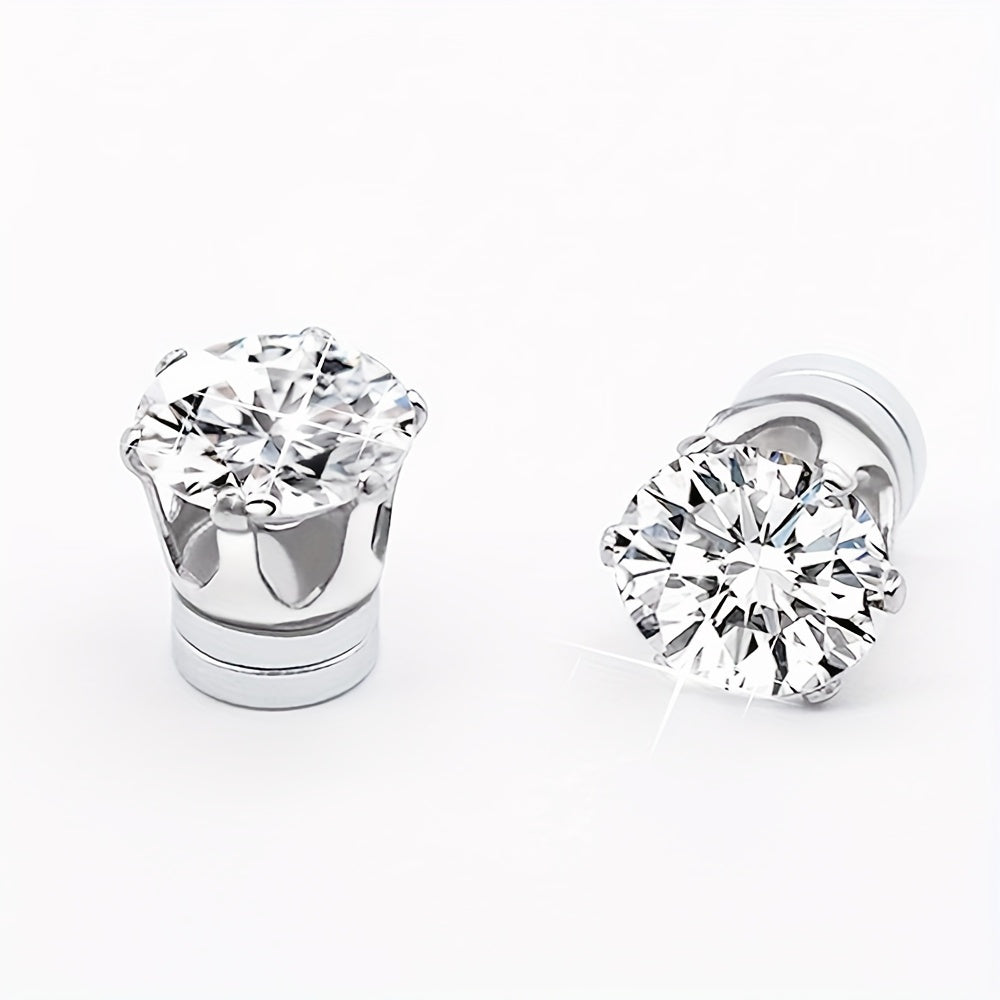 5 Pairs Clip On Earrings Set – No Piercing Needed, Sparkling Cubic Zirconia & Stainless Steel, Hypoallergenic Fashion Earrings for Women & Men, Everyday & Party Jewelry