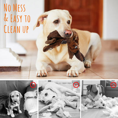Dog Squeaky Toys No Stuffing 5 Pack – Durable Plush Chew Toy Bundle for Small Medium Large Breeds, Dual Squeaker Puppy Teething Toys, Interactive Fetch Toys for Dogs, Best Birthday Gift for Pets