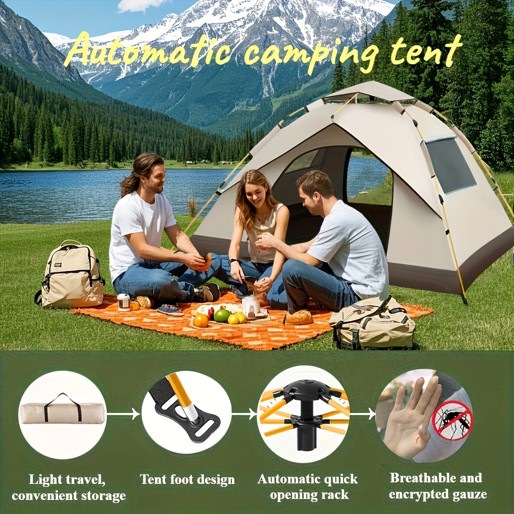 SKYNEST Automatic Instant Setup Camping Tent 1-3 and 3-4 Person All-Season Windproof Lightweight Tent Dual Doors Mesh Windows for Camping Hiking Hunting Travel Outdoor Shelter Green Beige