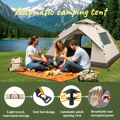 SKYNEST Automatic Instant Setup Camping Tent 1-3 and 3-4 Person All-Season Windproof Lightweight Tent Dual Doors Mesh Windows for Camping Hiking Hunting Travel Outdoor Shelter Green Beige