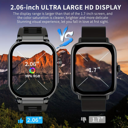 Smartwatch 2.1" HD Full Screen Display Bluetooth 5.3 with AI Voice Command, 400mAh Battery, Wireless Calls & SMS Alerts, 123+ Sports Modes, Music Playback & Social Sharing – Fashion Smart Watch for Men & Women