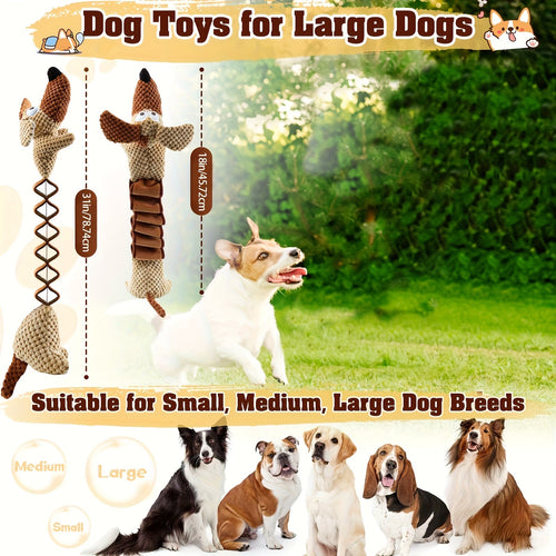 Large Squeaky Crinkle Dog Toy – Extendable 15.7" to 19.7" Plush Pull & Tug Bite Toy with Crinkled Paper Filling for Small Medium Large Dogs, Interactive Fetch & Chew Toy, No Battery Needed