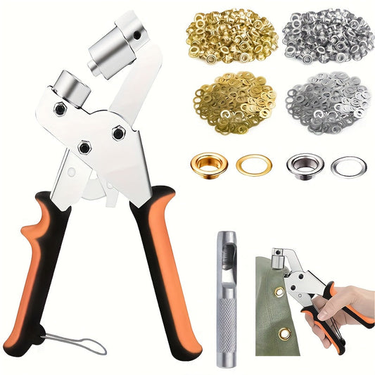 200 Pcs 10mm Eyelet Punch Set with Tools & Rings, Metal Grommets Kit for DIY Tarpaulin, Faux Leather, Canvas, Waterproof Fabric, Sewing & Crafting Projects