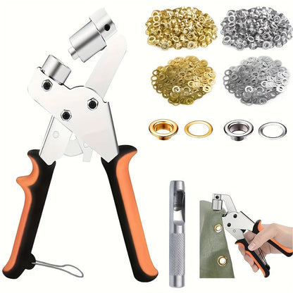 200 Pcs 10mm Eyelet Punch Set with Tools & Rings, Metal Grommets Kit for DIY Tarpaulin, Faux Leather, Canvas, Waterproof Fabric, Sewing & Crafting Projects