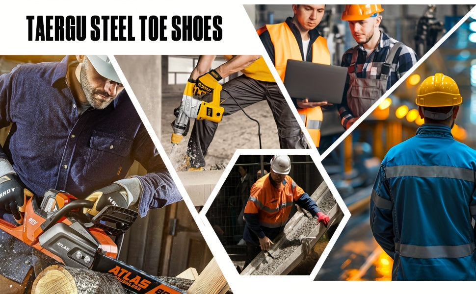 Steel Toe Work Shoes for Men Slip-On Lightweight Safety Sneakers Puncture-Resistant Non-Slip for Construction Warehouse Restaurant Black Grey Blue US 5.5-14