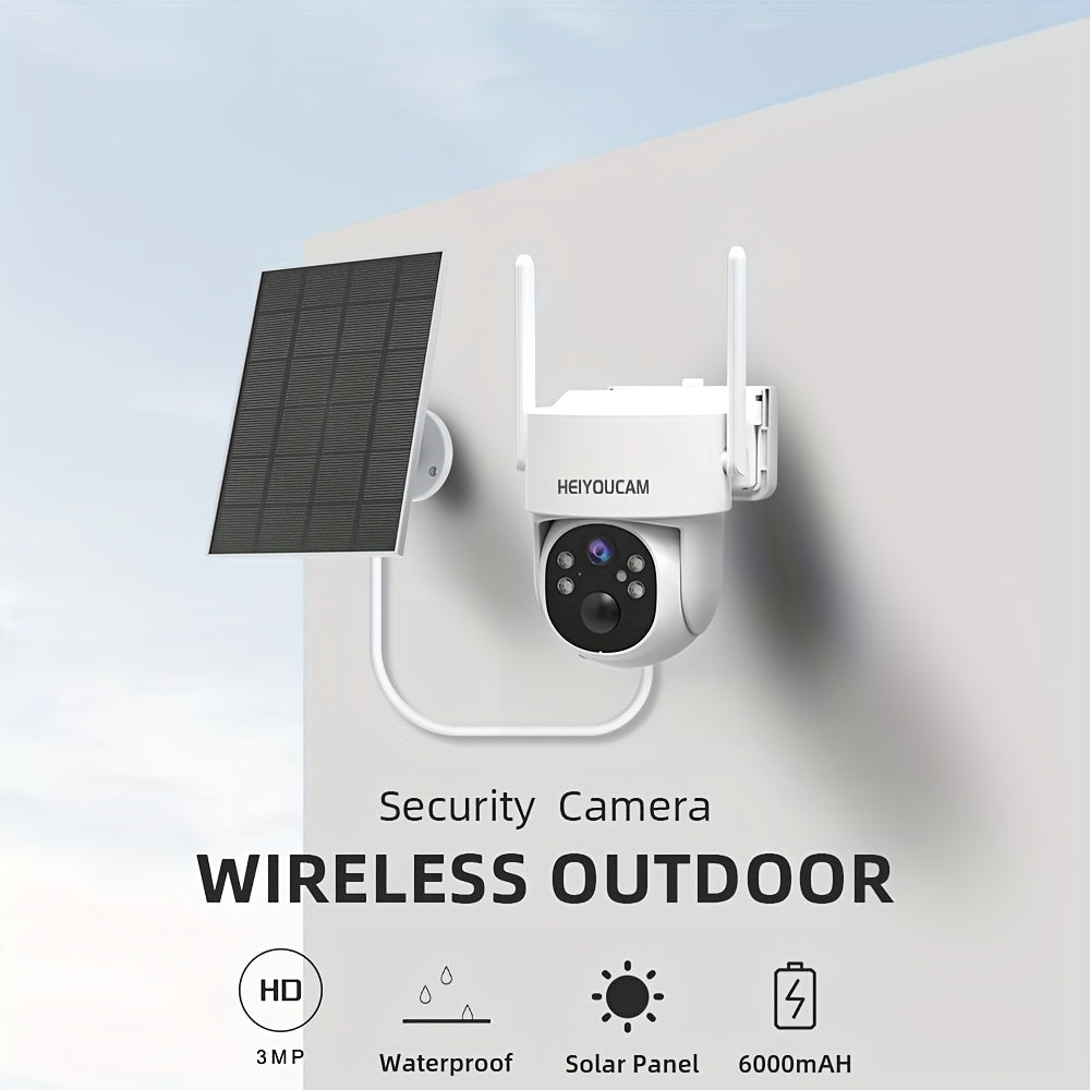 3MP Solar Security Camera Outdoor Wireless – 360° View, Smart Siren, Spotlight, AI Human Detection & Tracking, Color Night Vision, Two-Way Talk, Weatherproof, Wall Mount, Motion Sensor WiFi CCTV
