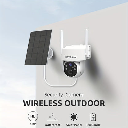3MP Solar Security Camera Outdoor Wireless – 360° View, Smart Siren, Spotlight, AI Human Detection & Tracking, Color Night Vision, Two-Way Talk, Weatherproof, Wall Mount, Motion Sensor WiFi CCTV