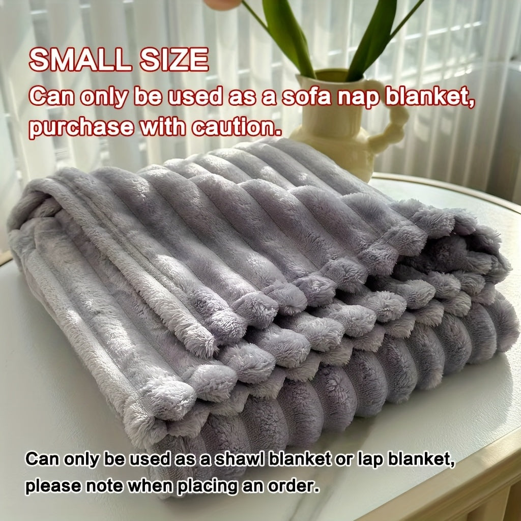 Fleece Throw Blanket Ultra-Soft 3D Faux Rabbit Fur Double-Sided – All-Season Cozy Blanket for Bed Sofa Travel Camping | 7 Colors 4 Sizes White Dark Gray Pink Khaki Purple Grey