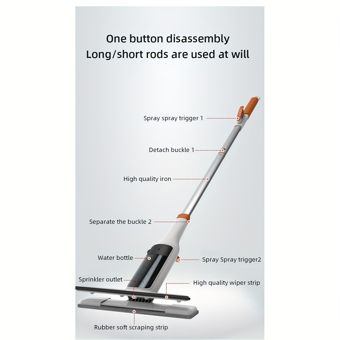 3-in-1 Glass Cleaning Kit with Durable Metal Pole Squeegee and Scraper for High Windows Shower Doors Car Windshields – Streak-Free Home Cleaning Tool