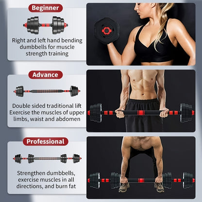 Adjustable Dumbbell Set 22LB & 44LB for Men & Women – Free Weight Home Gym Equipment with Barbell Connector & Bumper Plates for Strength Training, Muscle Building & Fitness Workouts