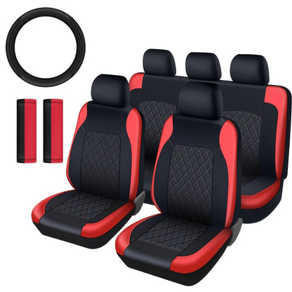 PU Leather Car Seat Covers Universal Fit Waterproof Quilted All-Season with Sponge Padding for Cars SUVs Trucks Gray Black Red Blue Single or 12-Piece Set