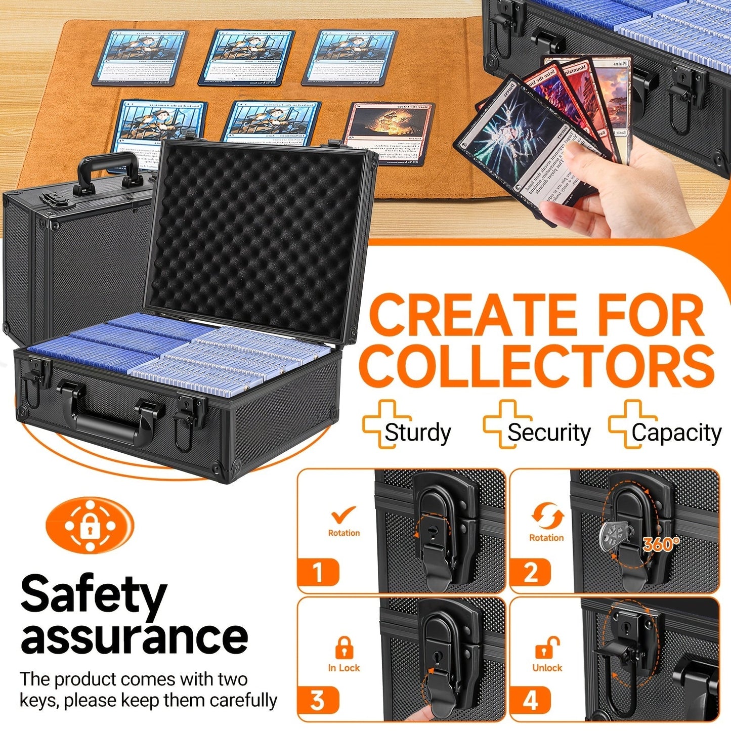 Trading Card Toploader Storage Box – Holds 600+ Cards, Fits 3"x4" 35PT Rigid Toploaders, 18 Colorful Dividers & 6 Foam Stoppers, Card Case for Pokemon, Sports Cards, TCG Collections