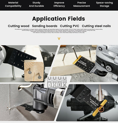 Titanium Oscillating Saw Blades Universal Quick Release Multi Tool Blades Set – 18/28/36/50 Pcs, Cuts Metal, Wood & Plastic, Compatible with Dewalt, Makita, Bosch & More