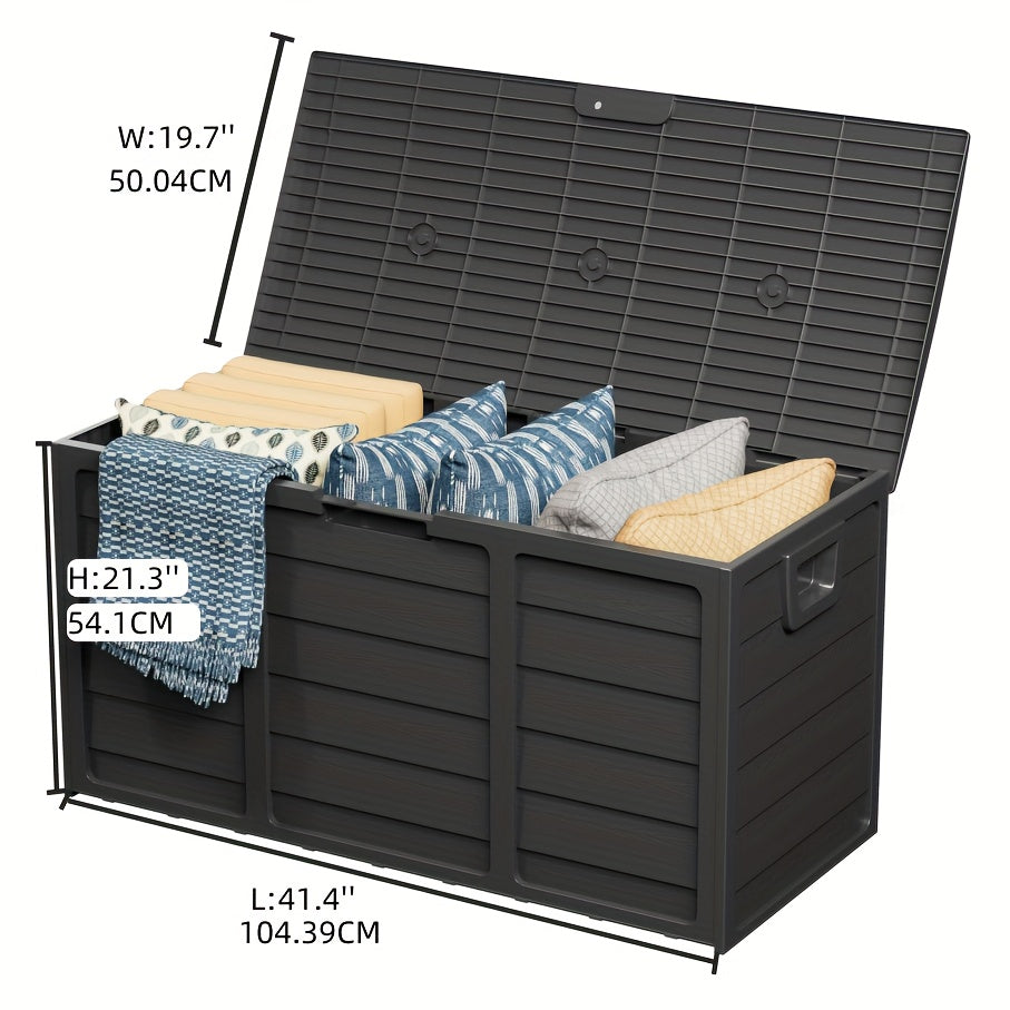 75 Gallon Resin Outdoor Storage Box with Handles Deck Box for Pool Accessories Garden Tools Camping Gear