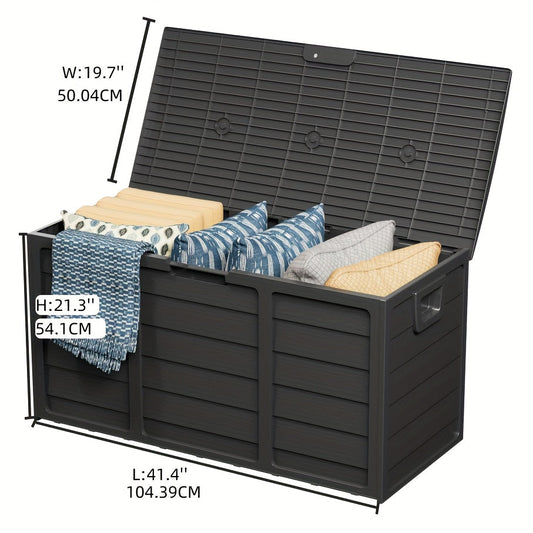 75 Gallon Resin Outdoor Storage Box with Handles Deck Box for Pool Accessories Garden Tools Camping Gear