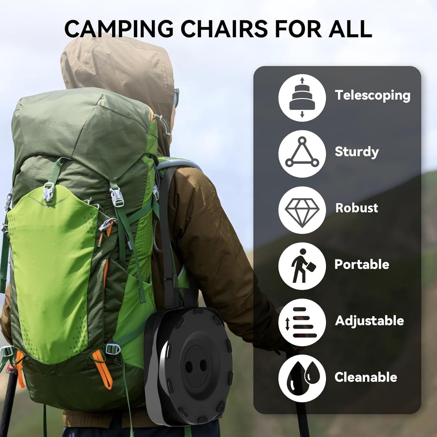 Portable Foldable Stool – Upgraded Thickened Collapsible Camping Seat for Fishing, Hiking, BBQ, Parties & Outdoor Activities – Lightweight Retractable Stool, Multiple Colors