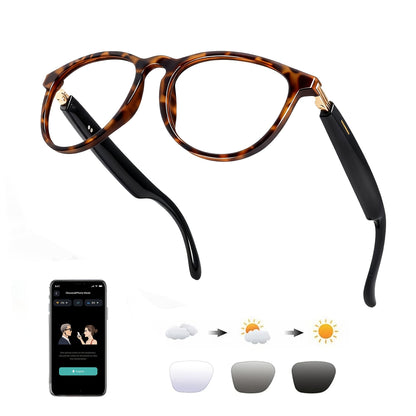AI Smart Glasses Real-Time Translation 160+ Languages ChatGPT System Bluetooth 5.3 Built-in Mic Speaker – HD Voice Calls HiFi Music Smart Audio Glasses Unisex Men Women