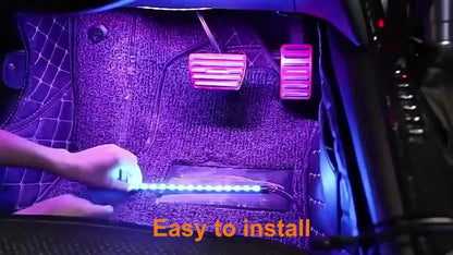 RGB Car LED Interior Light Kit 4-Piece Footwell Underglow Strip Lights, 16 Colors USB Powered with Remote, DIY Ambient Lighting for All Vehicles Cars Trucks SUVs