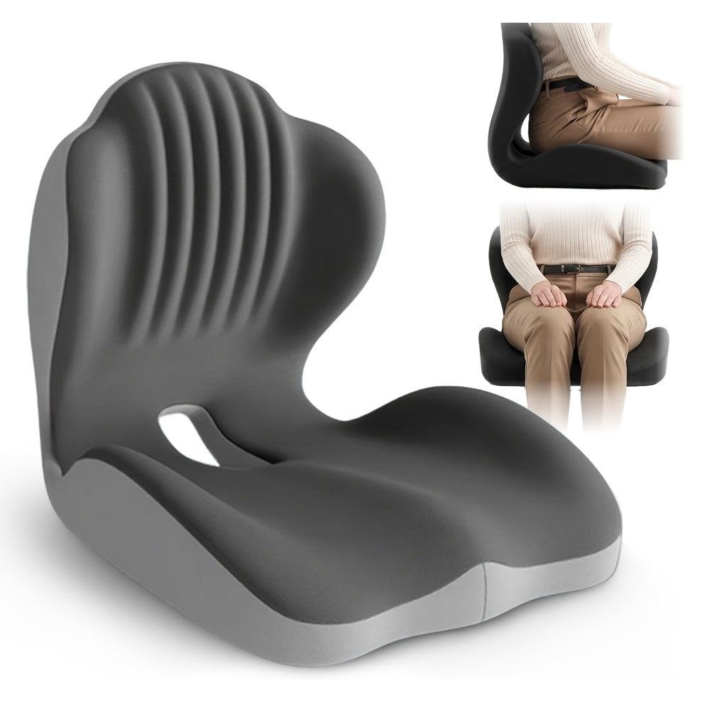 Ergonomic Memory Foam Seat Cushion with Back Support & Breathable Hollow Design – Comfortable Coccyx Cushion for Office Chair Car Seat Long Sitting Unisex