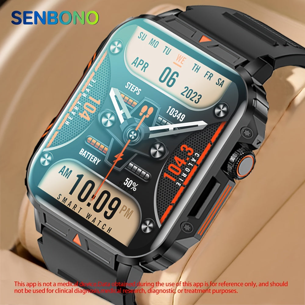 SENBONO Smartwatch for Men BT8959T5 – 1.95" Large Display Bluetooth 5.2 Calling 340mAh Battery 100+ Sport Modes Fitness Tracker, Compatible with iOS & Android, Multiple Watch Faces, Black