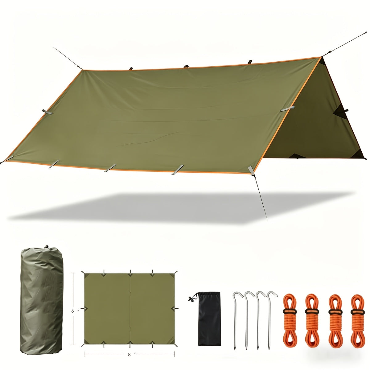 Outdoor Camping Tarp Canopy with UV Protection & Alloy Bracket – Portable Foldable 4-Person Shelter for Backpacking, Hiking, Garden & Outdoor Survival | All-Season Camping Awning