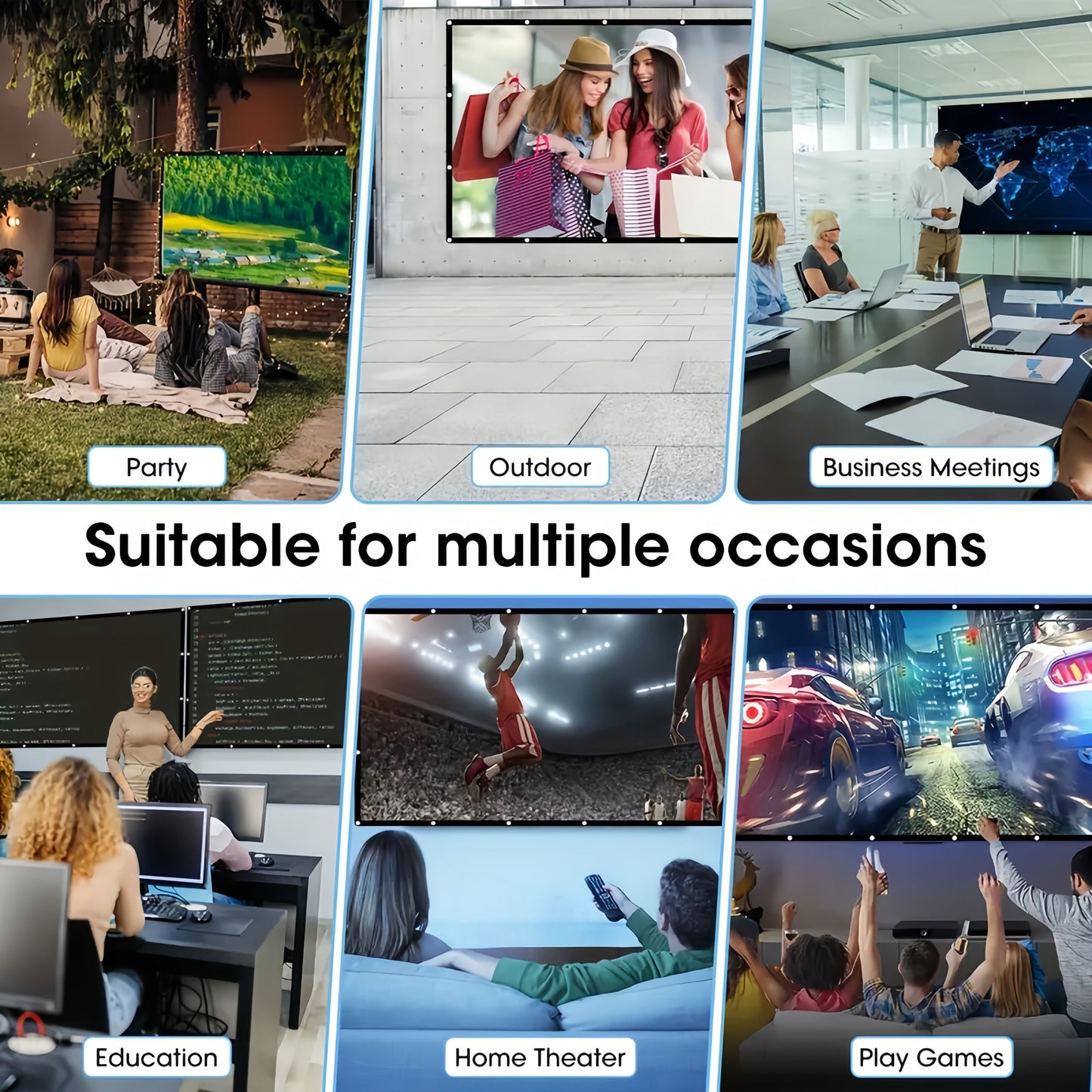 100-Inch Portable Projector Screen 4K HD 16:9 – Foldable Wrinkle-Free Outdoor & Indoor Movie Screen, 160° Wide View Dual-Sided Projection for Home Theater, Camping, Party & Presentations